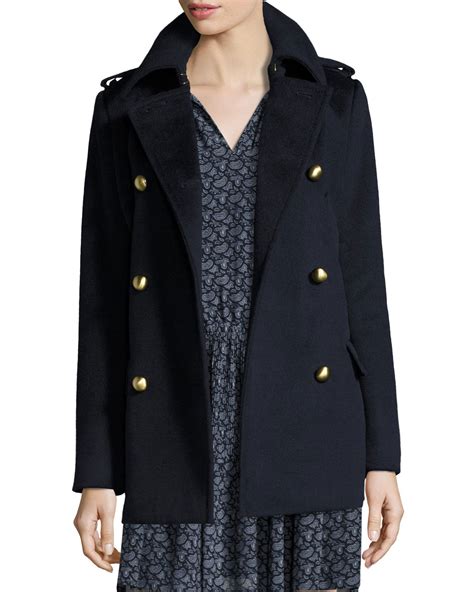 michael michael kors double breasted wool blend pea coat|michael michael kors wool double breasted peacoat .